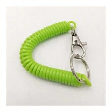 1或5入組彈性彈簧繩鑰匙鏈,銀色金屬卡拉比尼,適用於戶外露營防丟手機彈簧鑰匙圈 - 綠色 - 查看 5