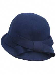 HIMESPORT Knitted Felt Wedding Bridal Cloche Fedoras Hat For Women Ladies Bowler Derby Hats With Bowknot Cocktail Tea Party Dress Elegant Derby Cap