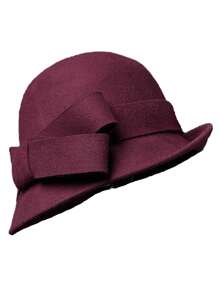 HIMESPORT Knitted Felt Wedding Bridal Cloche Fedoras Hat For Women Ladies Bowler Derby Hats With Bowknot Cocktail Tea Party Dress Elegant Derby Cap