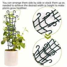 4 PCS Trellis For Potted Plants, Garden Trellis For Climbing Plants, DIY Garden Mini Superposed Potted Plant Support Plastic Pot Plant Support Garden Trellis For Potted Climbing Plants Vine Is Used To Support And Shape Potted Plants, Support Tender Branches And Flowers, Shape Shaping, Prevent Lodging, And Increase Ventilation - Army Green - View 3