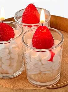 10pcs Red Strawberry Shaped Birthday & Festival Cake Candles Decoration For Party