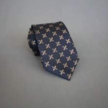 1 件男士手工酒紅色和深藍色聚酯領帶,適合婚禮、日常派對和送禮 - 咖啡棕 - 查看 5