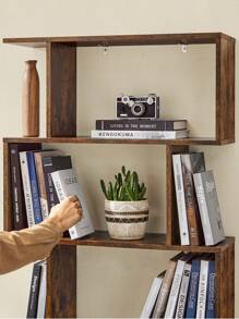 VASAGLE Bibliothèque, Étagère à 6 niveau, Meuble de rangement, Cloison Séparateur, pour Salon, Chambre, Bureau, Style Moderne, Marron Rustique - Tabac - Voir 6