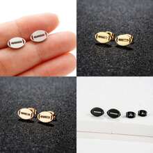 1對冰球媽媽女士小耳環,不鏽鋼運動俱樂部珠寶配飾,最好的禮物給朋友 - 黑色 - 查看 9