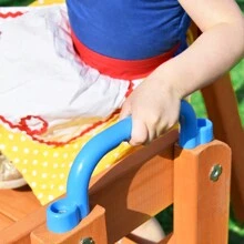 Wooden Swing Set With Slide, Outdoor Playset Backyard Activity Playground Climb Swing Outdoor Play Structure For Toddlers, Ready To Assemble Wooden Swing-N-Slide Set Kids Climbers - 紅色 - 查看 10