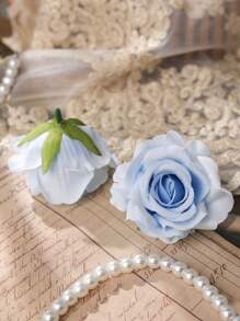 10 pezzi di teste di rose artificiali blu, adatti per la decorazione domestica, San Valentino, regali