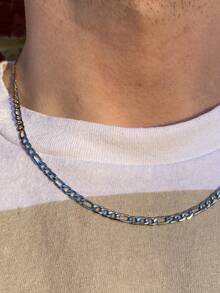 1入時尚男士個性不鏽鋼銀色項鍊,嘻哈男士珠寶飾品 - 銀色 - 查看 3