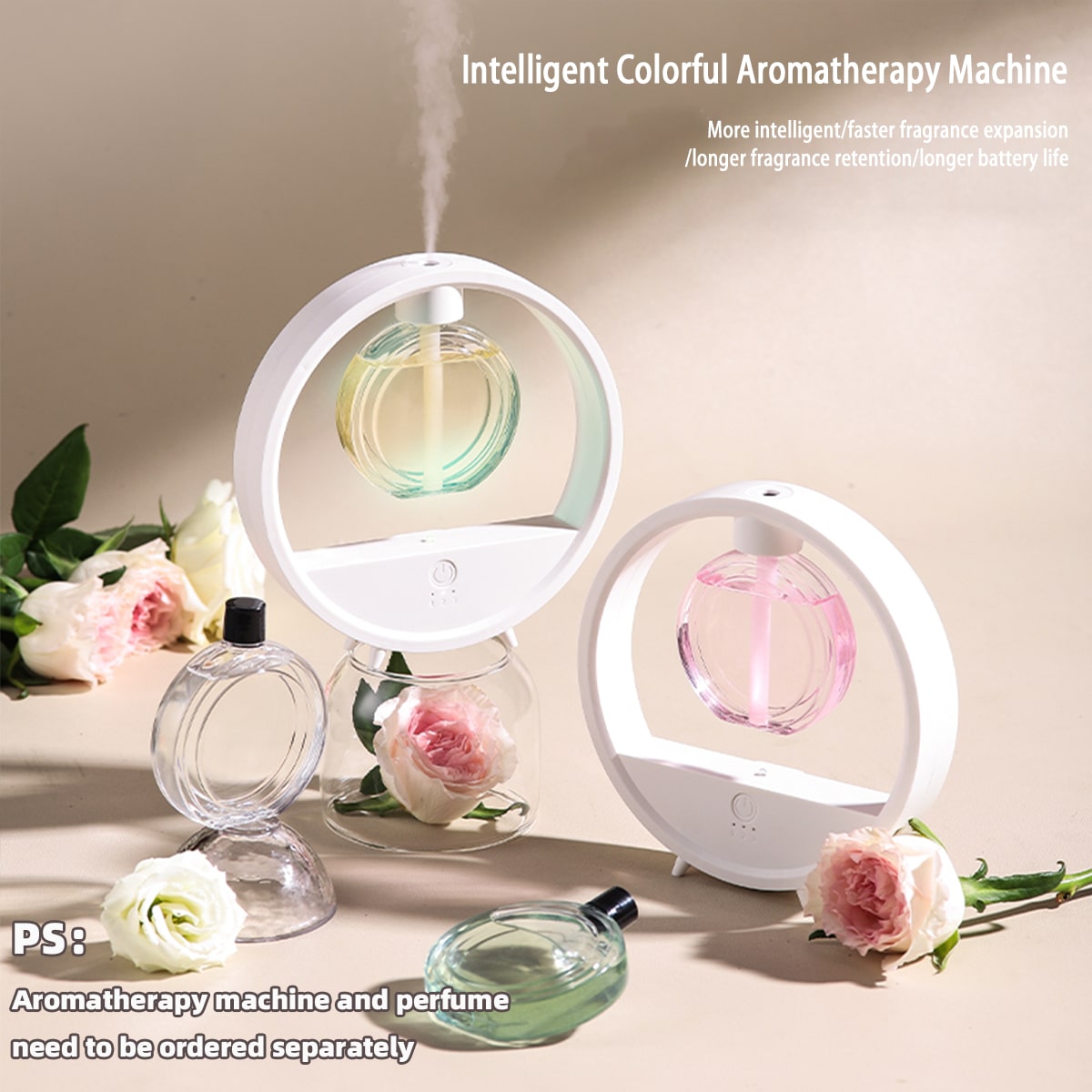 1pc 60ml Ultrasonic Aroma Diffuser With Colorful Atmosphere Light