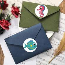 500 hojas/rollo Pegatinas de vida marina Pegatinas de peces, estrellas de mar, cangrejos, tortugas Etiquetas lindas de animales y dinosaurios Pegatinas para sobres, juegos, aula, recompensas, decoración de fiestas (Todos los accesorios son de colores y estilos aleatorios), Pegatinas de peces, Pegatinas, Decoraciones de fiesta