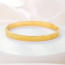 1 件獨特日韓設計不鏽鋼鏤空情人手鍊,搭配蝴蝶、心形和幾何圖案 - 金色 - 查看 6