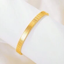 1 件獨特日韓設計不鏽鋼鏤空情人手鍊,搭配蝴蝶、心形和幾何圖案 - 金色 - 查看 8