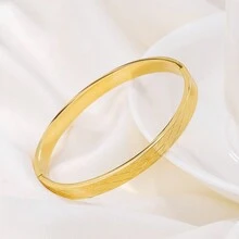 1 件獨特日韓設計不鏽鋼鏤空情人手鍊,搭配蝴蝶、心形和幾何圖案 - 金色 - 查看 5