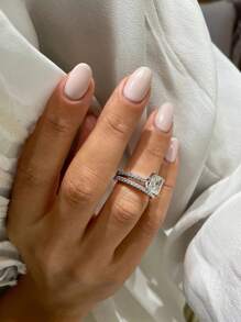 1pc 1 Carat Micro-Inlaid Moissanite Combination Ring, 925 Sterling Silver Set Ring Suitable For Women To Wear On Vacation, Birthday Gift, Women Engagement And Wedding Ring Rhinestone Ring