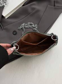 1個通勤包鉚釘袋子肩袋攜帶式,適用於秋冬節日工作學校時尚鉚釘裝飾牛仔材料,適用於大學生女人少女辦公室工作者愛人送禮使用 - 綠色 - 查看 7