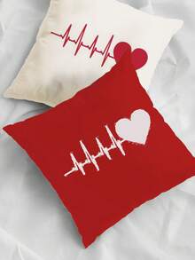 2pcs Heart Pattern Decorative Pillowcase, Pillow Core Not Included, For Home Decoration And Festive Parties - Multicolor - View 1