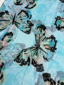 1條簡約印花圖案的時尚女絲巾,全新設計功能多變,適用於海灘、防曬和頭巾裹頭 - 藍色 - 查看 7