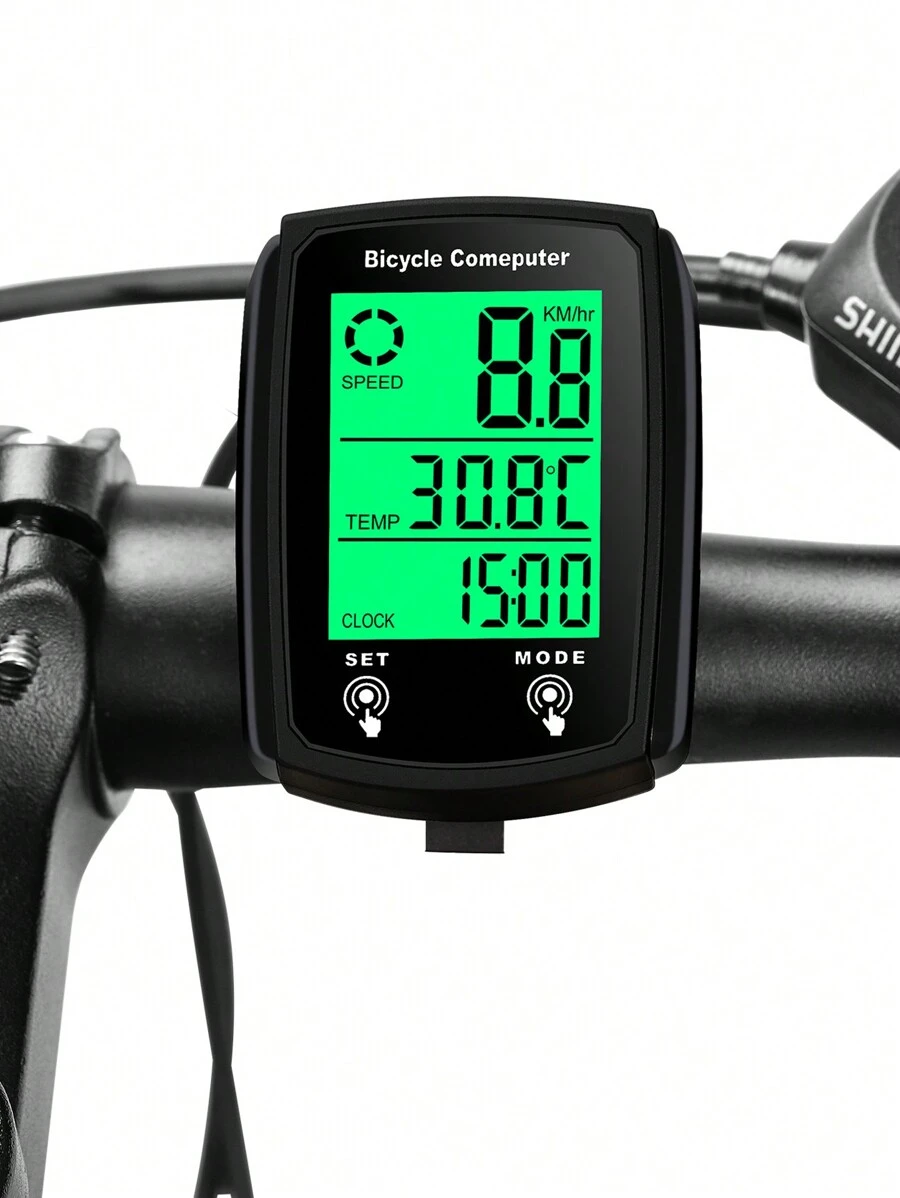 1入組自行車發光計碼儀有線英文版背光里程表,路徑和山地自行車觸控屏幕速度計 - 查看 1