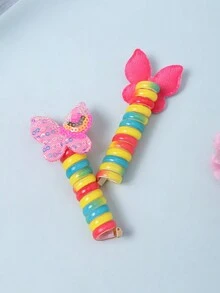 2 件蝴蝶发带，弹性螺旋发带，适合女孩，强力定型，非常适合日常活动使用，适合高马尾 - 彩色 - 查看 5