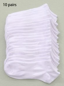 10 pares de calcetines tobilleros básicos de unicolor para mujer, negro y blanco, transpirables y adecuados para todas las estaciones