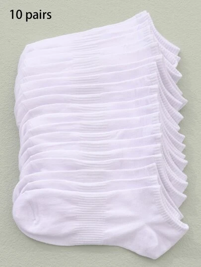 10 זוגות גרבי קרסול בסיסיות לנשים בצבע אחיד, שחור ולבן, נושמות ומתאימות לכל עונה