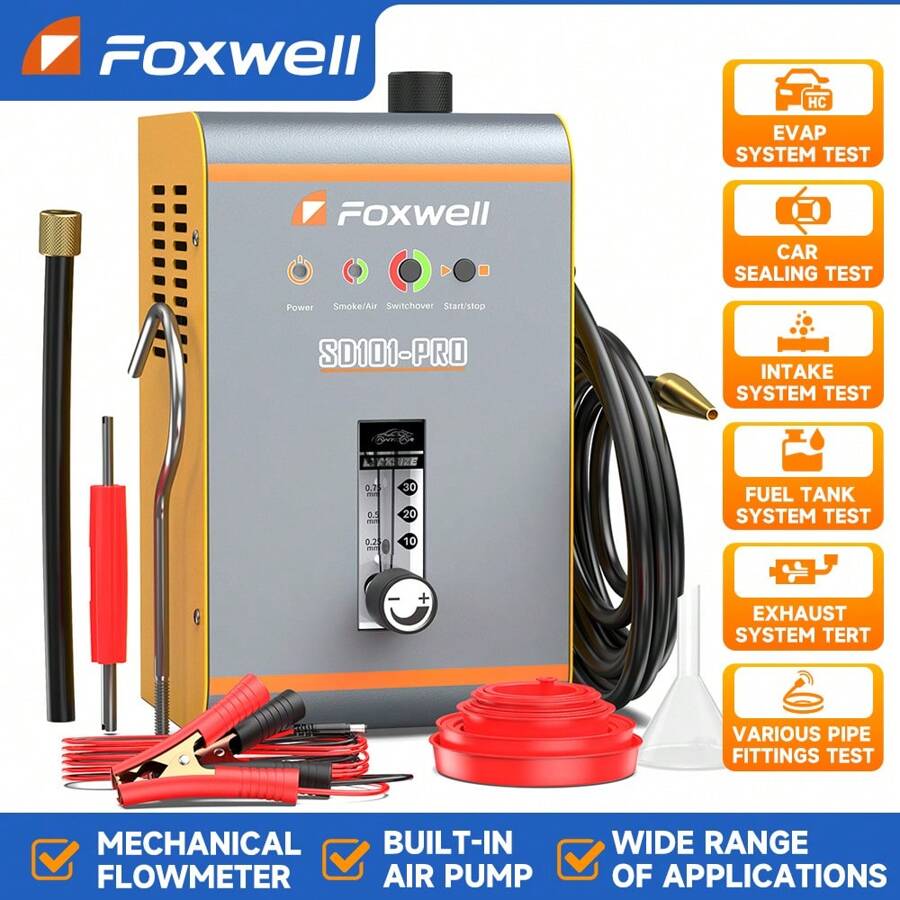 Foxwell Sd101 Pro汽車evap煙霧機真空測試漏氣檢測器 - 黃色 - 查看 1