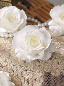 5/10/20 套 10 朵仿真玫瑰头饰,采用棉质玫瑰面料制成。DIY 手工插花。家居装饰摄影道具。逼真耐用的触感人造花艺,适合所有季节装饰 - 非常适合户外使用、客厅、家庭聚会、多功能花艺装饰 | 精致的花瓣设计 | 耐用的人造花、花艺装饰、花艺布置 - 乳白 - 查看 4