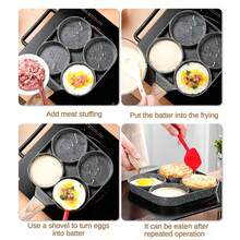 1pc New Arrival Stone-Derived Non-Stick 4-Cups Egg Frying Pan For Burger, Breakfast Etc. - Grey - View 10
