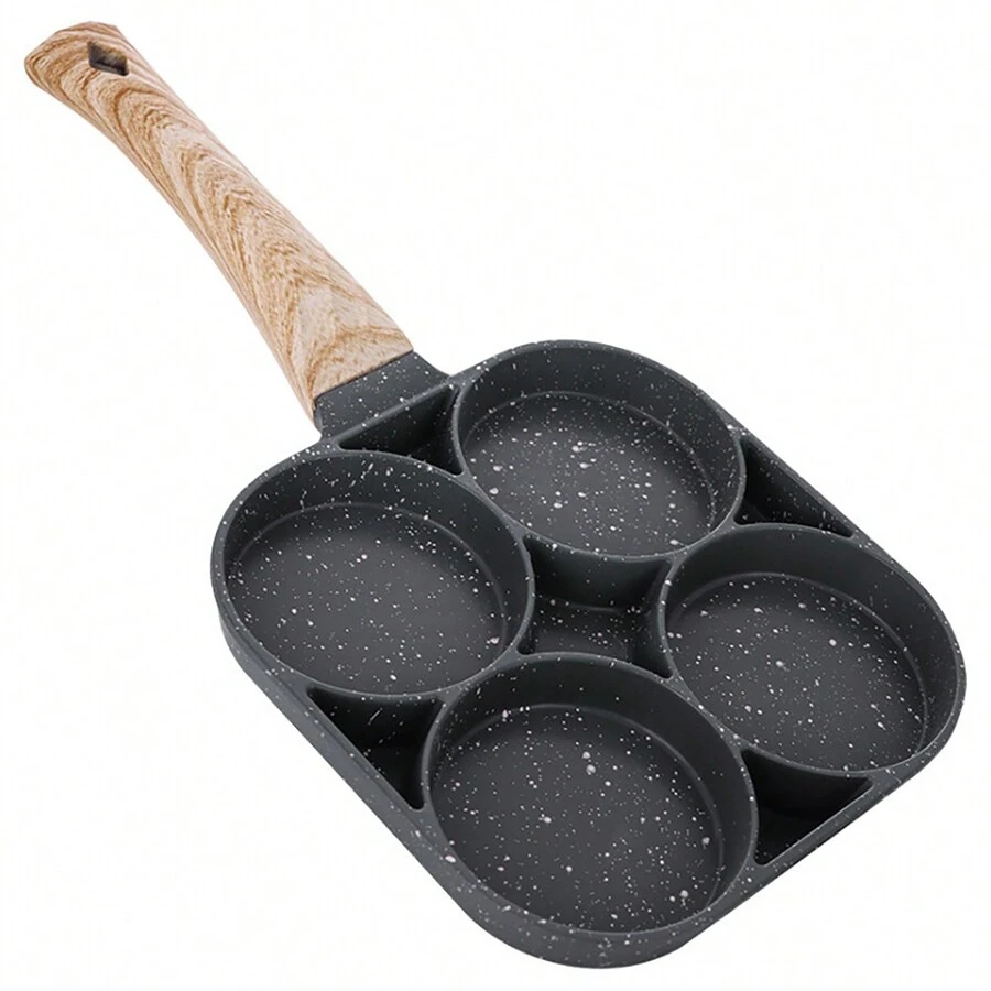 1pc New Arrival Stone-Derived Non-Stick 4-Cups Egg Frying Pan For Burger, Breakfast Etc. - Grey - View 1