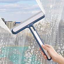 1pc 4 In 1 Glass Cleaning Brush Double-Sided Rain Wiper Window Screen Brush Sponge Gap Cleaner Multi-Functional Cleaning Tool Glass Scraper Bathroom Mirror Water Wiper Non-Disassembling And Scrubbing Available - Blue and White - View 4