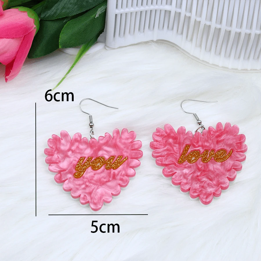 1對女士簡約時尚情人節禮物和情侶禮物,心形設計 - 粉紅色愛心 - 查看 1