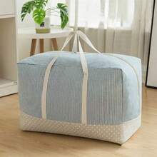 2 件/套條紋收納袋,適用於衣服、寢具、行李、可水洗旅行包裝收納袋 - 粉紅色條紋 - 查看 5