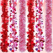 3入組情人節金屬紅心花邊裝飾、紅白色金屬花邊扭曲花圈,情人節6.56英尺心形金屬花邊裝飾,可供婚禮派對裝飾之用 - 彩色 - 查看 6