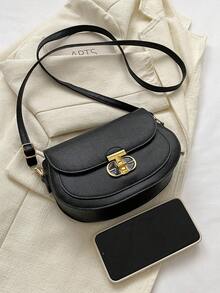 女款時尚肩包,迷你清新風格斜跨包,馬鞍包,pu皮革正方形錢包 - 黑色 - 查看 4