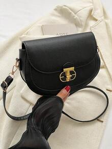 女款時尚肩包,迷你清新風格斜跨包,馬鞍包,pu皮革正方形錢包 - 黑色 - 查看 8