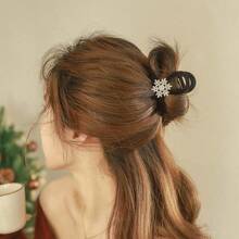 1入女士新款雪花髮卡，優雅高質感適用於日常使用，秋冬季節 - 黑色 - 查看 7