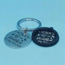 1件不鏽鋼原創情人節創意禮物鑰匙扣掛件護理鑰匙扣掛鉤 - 銀色 - 查看 3