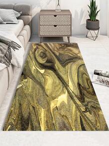 1 件金色水晶天鵝絨地毯,簡約風格,850 克/平方米,0.8 公分厚度,長方形防滑、可水洗地毯,適合客廳、臥室和家居裝飾 - 灰金色 - 查看 2