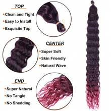 24/32英寸深波浪式編織合成海浪式髮型延伸,適用於女士
