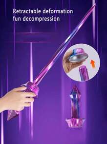 1pc Spiral Gradient Extendable 3d Printed Sword With Retractable Blade Waving Toy For Cosplay, Party Decoration And Role Play - Purple - View 3