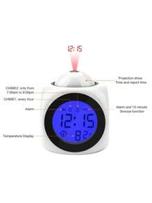 1pc Modern Minimalist Multifunctional LED Projection Clock With Timer, Projection Alarm Clock, Temperature Display And Voice Broadcast, Alarm Clock With Data Cable, Christmas - White - View 6