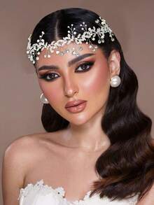 1入組女士銀色合金鑲鑽新娘頭飾皇冠,適用於新娘婚禮派對活動 - 銀色 - 查看 5