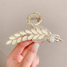 1入獨特設計金屬小麥穗髮夾，高級女士髮爪，適用於如髮髻等髮型 - 金麥穗11CM - 查看 7