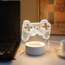 1pc 3d Video Game Controller Night Light Illusion Lamp For Bedroom, Bedside, Home Decoration, Glowing Gift For Women, Teens Birthday - White - View 4