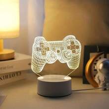 1pc 3d Video Game Controller Night Light Illusion Lamp For Bedroom, Bedside, Home Decoration, Glowing Gift For Women, Teens Birthday - White - View 7