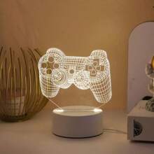 1pc 3d Video Game Controller Night Light Illusion Lamp For Bedroom, Bedside, Home Decoration, Glowing Gift For Women, Teens Birthday - White - View 2