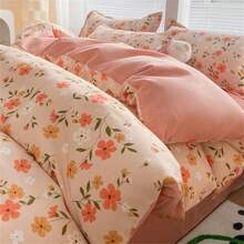 4入組鮮花印刷被套套裝（1張被套,1條床單和2個枕套,不包括被芯填充）,現代化聚酯纖維床品套裝,適用於四季 - 彩色 - 查看 9