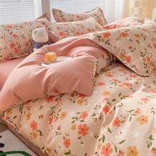 4入組鮮花印刷被套套裝（1張被套,1條床單和2個枕套,不包括被芯填充）,現代化聚酯纖維床品套裝,適用於四季 - 彩色 - 查看 11