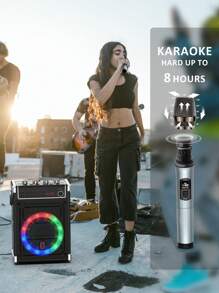 JYX Karaoke Machine With 2 UHF Wireless Microphones, Bass/Treble Bluetooth Speaker With LED Light, Support TWS, AUX In, FM, REC - Perfect For Valentine'S Day Parties And Adults