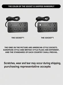 Socket USB power strip household multi-function strip panel multi-hole switch wiring strip - Black - View 6