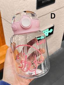 1pc Cartoon Bear Printed Portable Water Bottle, 600ml - Multicolor - View 9